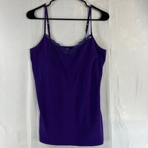 George Womens Purple Concord Lace Trim Cami Tank Top Large 12-14 GL48T-CR216